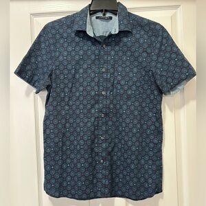Axist Navy and Light Blue Patterned Button Down Shirt